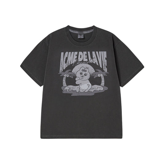 OPANCHU USAGI X ADLV BEACH OPANCHU PIGMENT SHORT SLEEVE T-SHIRT CHARCOAL