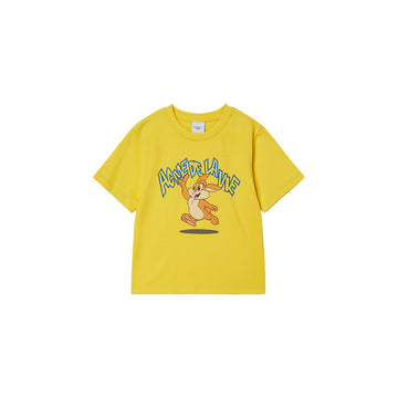 KIDS CARTOON CHINCHILLA SHORT SLEEVE T-SHIRT YELLOW