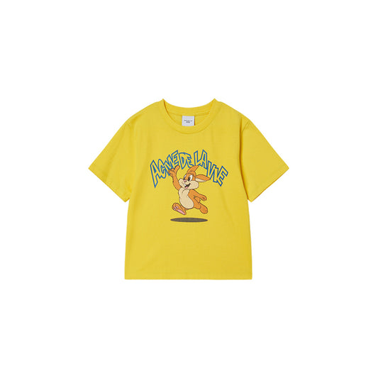 KIDS CARTOON CHINCHILLA SHORT SLEEVE T-SHIRT YELLOW