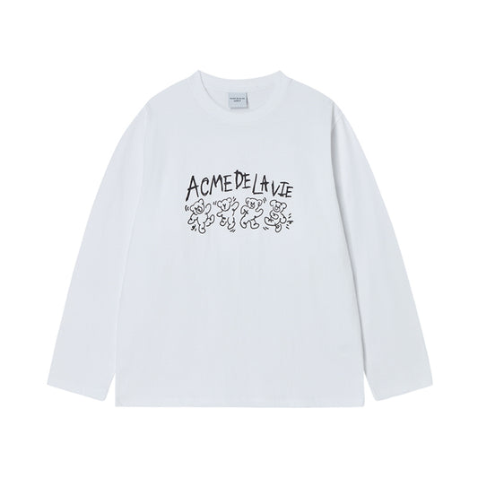 DANCING BEAR LONG SLEEVE T-SHIRT WHITE