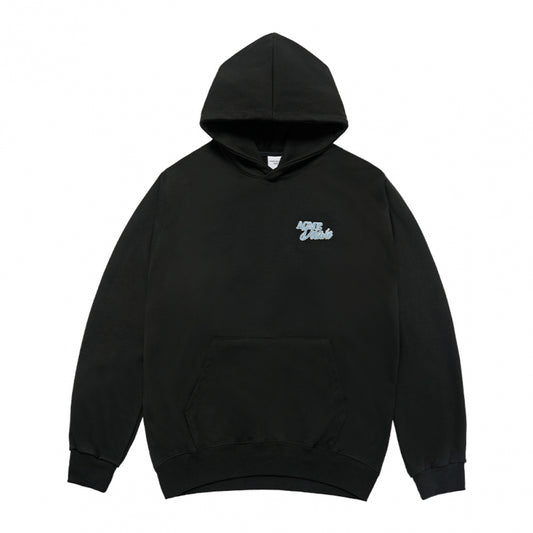 [acmé de la vie X HOSHI]  ROUND SCRIPT BOUCLE LOGO HOODIE BLACK