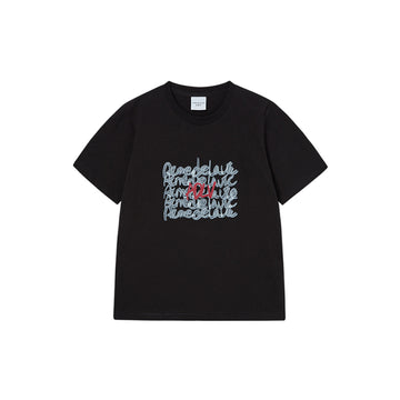OIL PAINTING GRAPHIC WOMAN SHORT SLEEVE T-SHIRT BLACK
