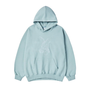 LETTERING RABBIT HOODIE DARK MINT