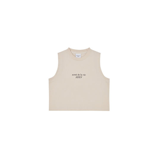 BASIC LOGO WOMAN CROP SLEEVELESS CREAM