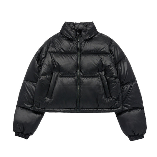 BASIC LOGO OVERSIZE SHORT CROP DUCK DOWN JACKET BLACK