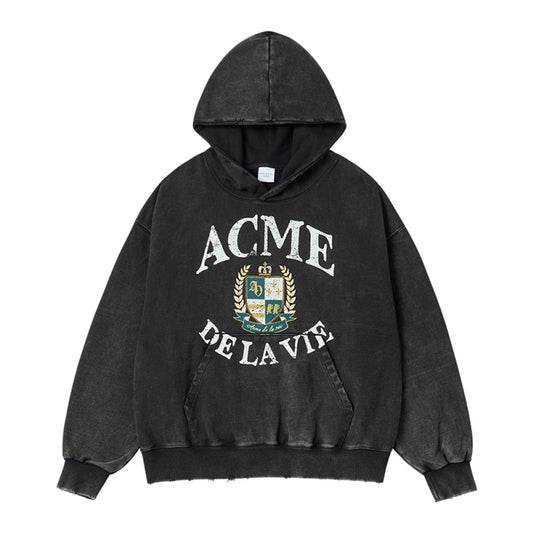 [acmé de la vie X HOSHI] OVERSIZE WASHING HOODIE BLACK