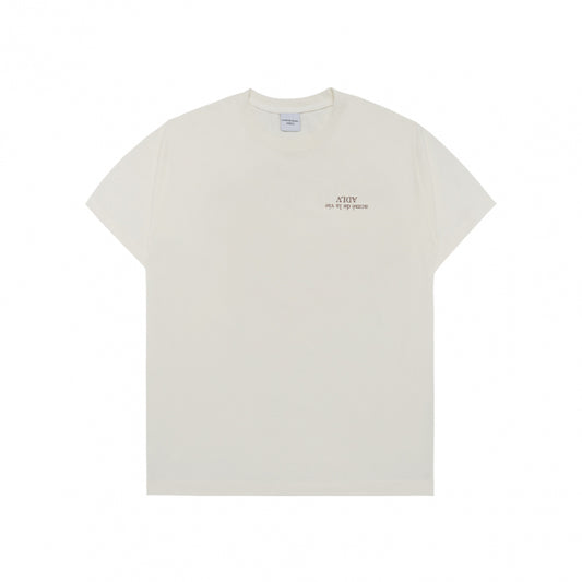 [acmé de la vie X HOSHI]   UPSIDE DOWN BASIC LOGO SHORT SLEEVE T-SHIRT CREAM