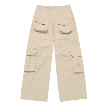 FRONT POCKET WIDE CARGO PANTS BLACK
