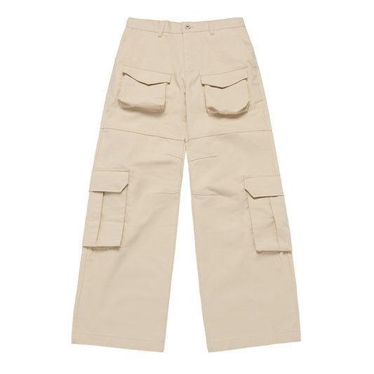 FRONT POCKET WIDE CARGO PANTS BLACK