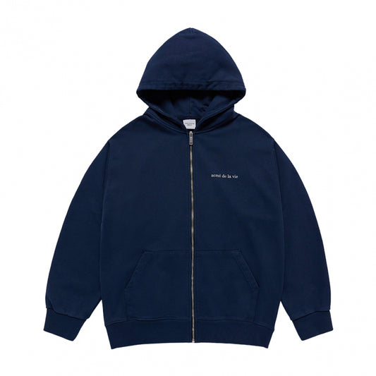 [acmé de la vie X HOSHI]  BASIC BIO WASHING HOODIE ZIP UP NAVY