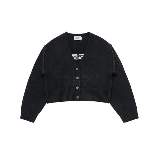 [acmé de la vie X HOSHI] BASIC LOGO CROP CARDIGAN BLACK