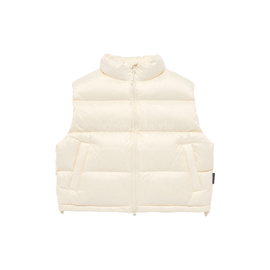 BASIC LOGO OVERSIZE SHORT CROP DUCK DOWN VEST IVORY