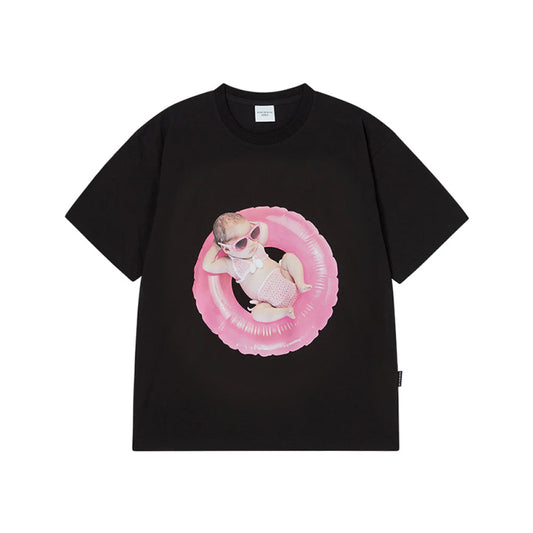 BABY FACE TUBE GIRL SLEEVE T-SHIRT BLACK
