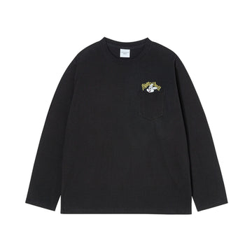 CARTOON CHINCHILLA LONG SLEEVE T-SHIRT BLACK