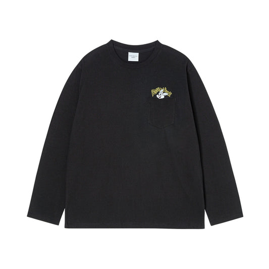 CARTOON CHINCHILLA LONG SLEEVE T-SHIRT BLACK