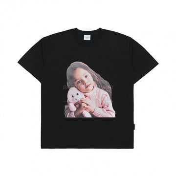 BABY FACE RABBIT DOLL SHORT SLEEVE T-SHIRT BLACK