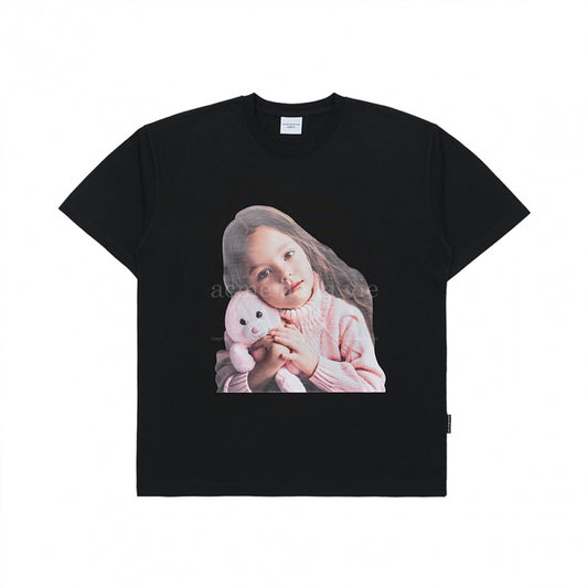 BABY FACE RABBIT DOLL SHORT SLEEVE T-SHIRT BLACK