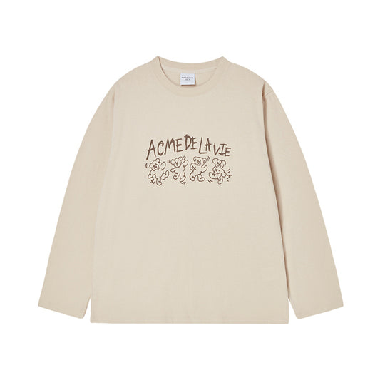 DANCING BEAR LONG SLEEVE T-SHIRT DARK BEIGE