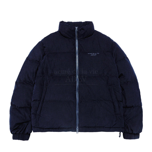 BASIC LOGO OVERSIZE CORDUROY SHORT DUCK DOWN JACKET NAVY