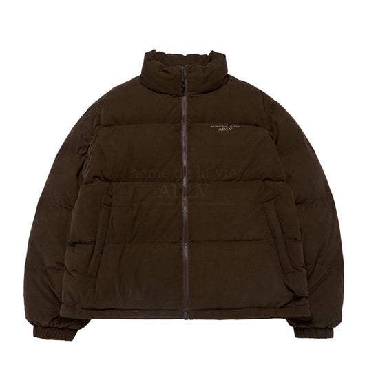 BASIC LOGO OVERSIZE CORDUROY SHORT DUCK DOWN JACKET BROWN