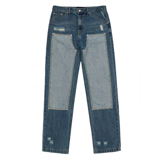 FATIGUE COLOR BLOCK DENIM PANTS BLUE