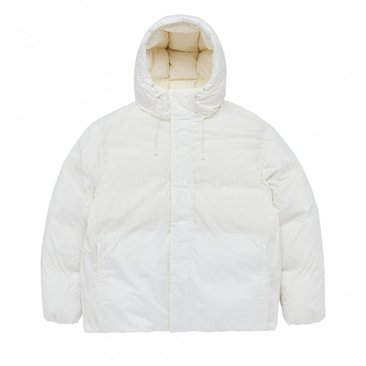 BASIC LOGO NON QUILTING HOODED DUCK DOWN PARKA CREAM